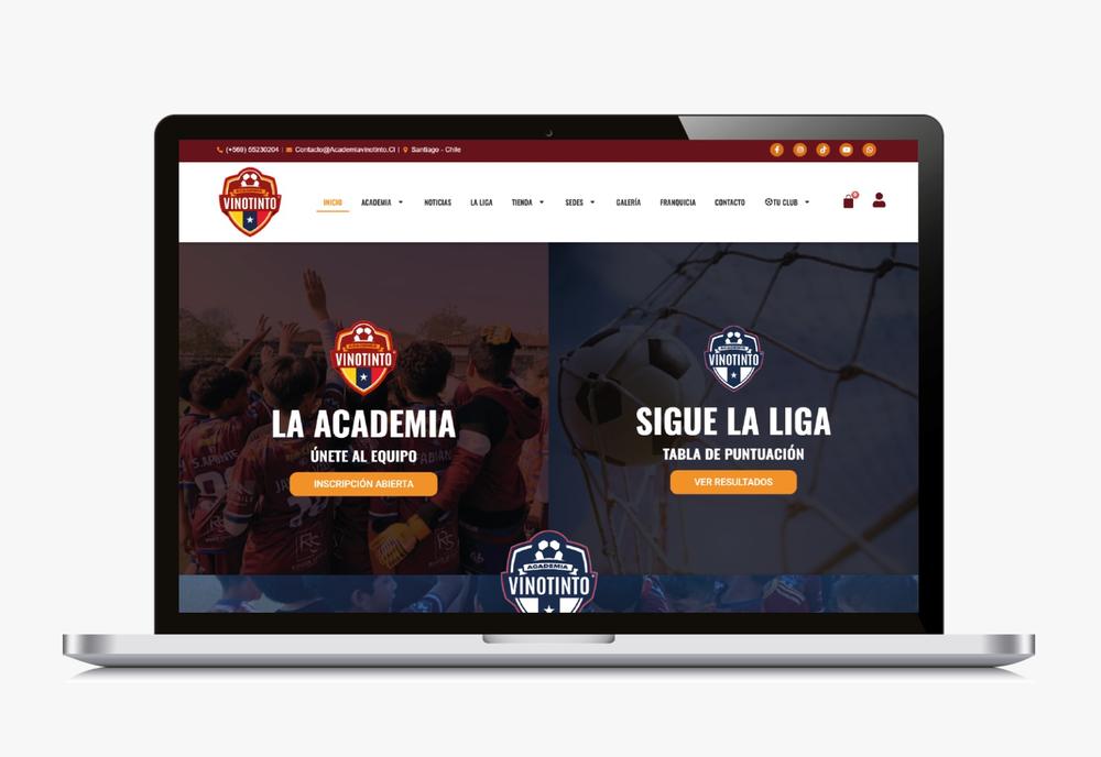 Sitio web Academia Vinotinto, escuela y liga de fútbol formativo